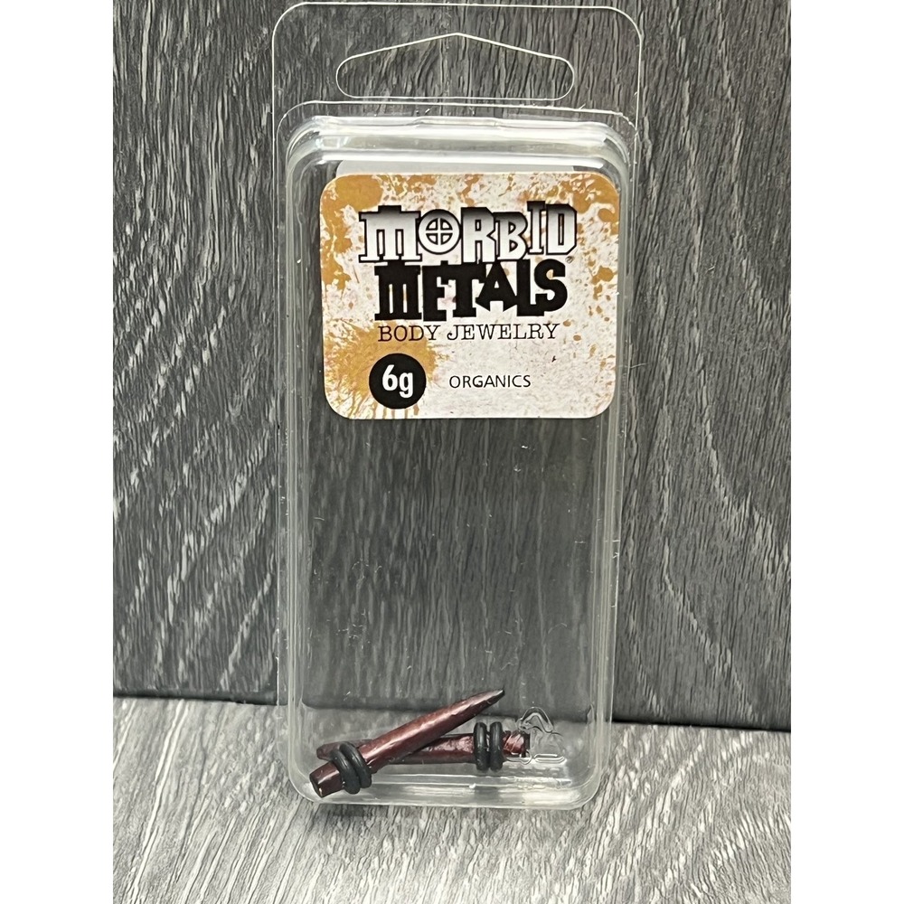 Morbid Metals Organic‎ Wood Ear Tapers 6g Gauges Dark Brown Plugs